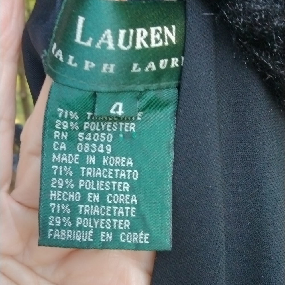 Ralph Lauren black long formal dress with faux fur collar, Vintage size 4 - Picture 12 of 16